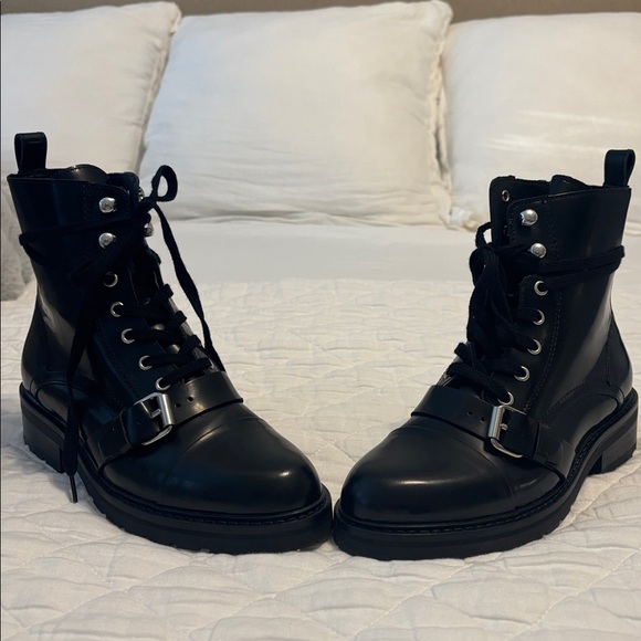 All Saints Donita Women's Black Leather Ankle Boots Size 8M ~ worn once in home - Picture 5 of 7